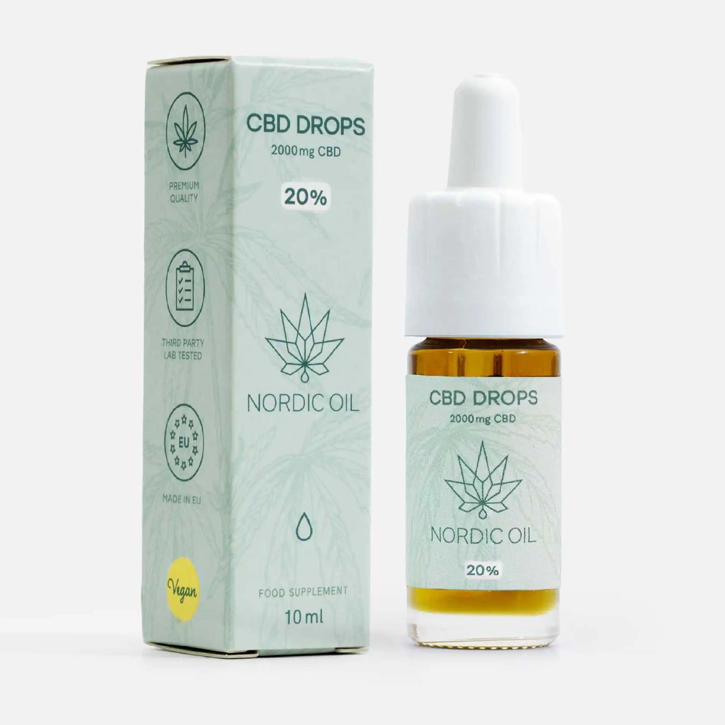 Huile de CBD - L'emballage est à côté du produit