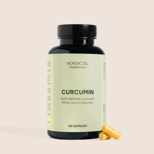 Gélules de curcumin avec pipérine et gingembre, flacon Nordic Oil Essentials, 120 capsules