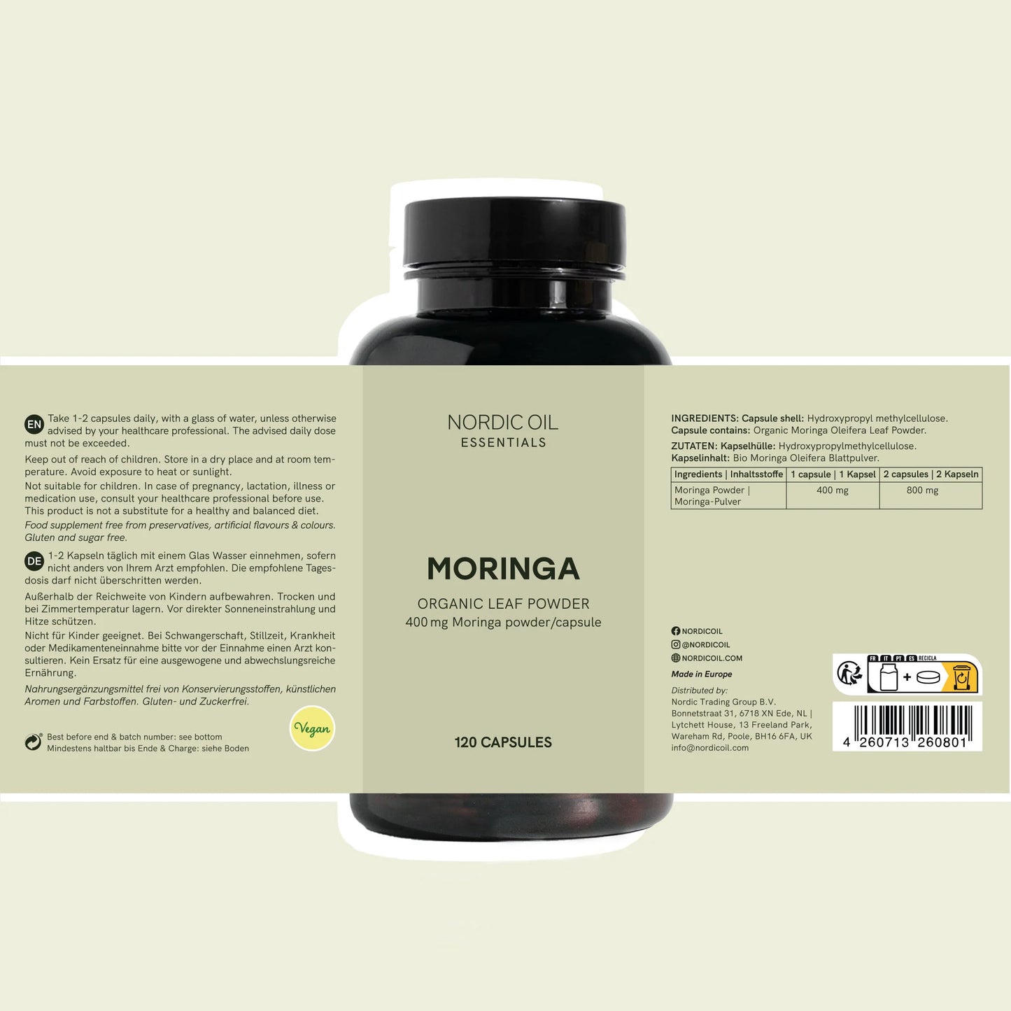 Capsules de poudre de Moringa