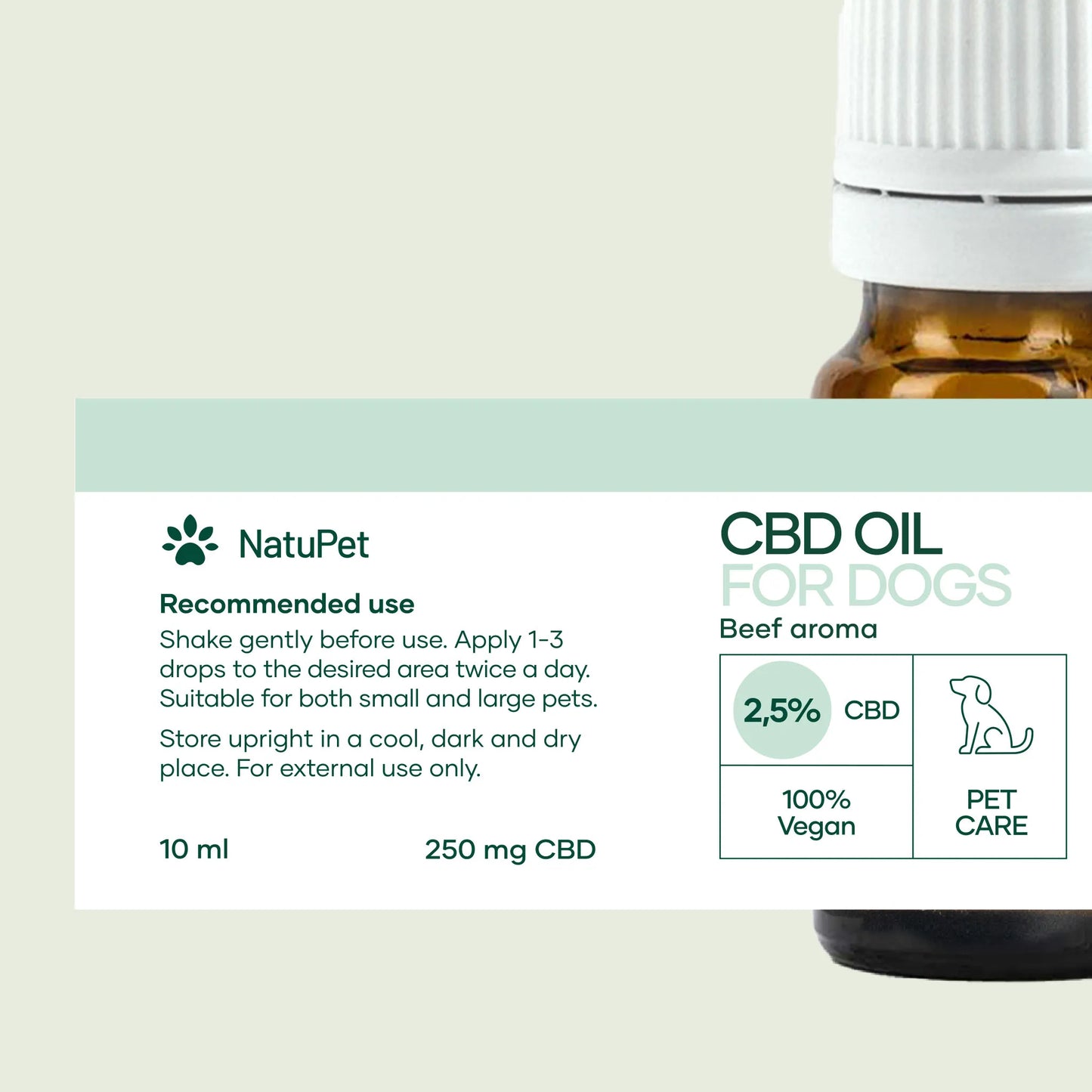 Huile de CBD pour Chien - Bœuf (2,5%)