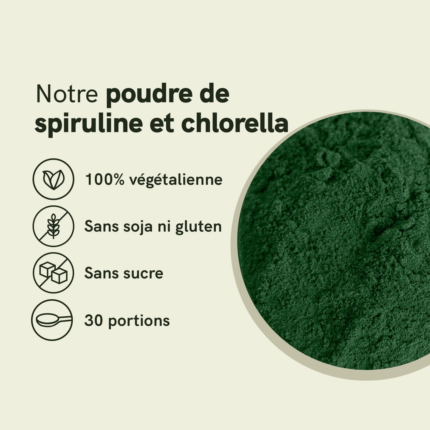 Poudre de spiruline et chlorella