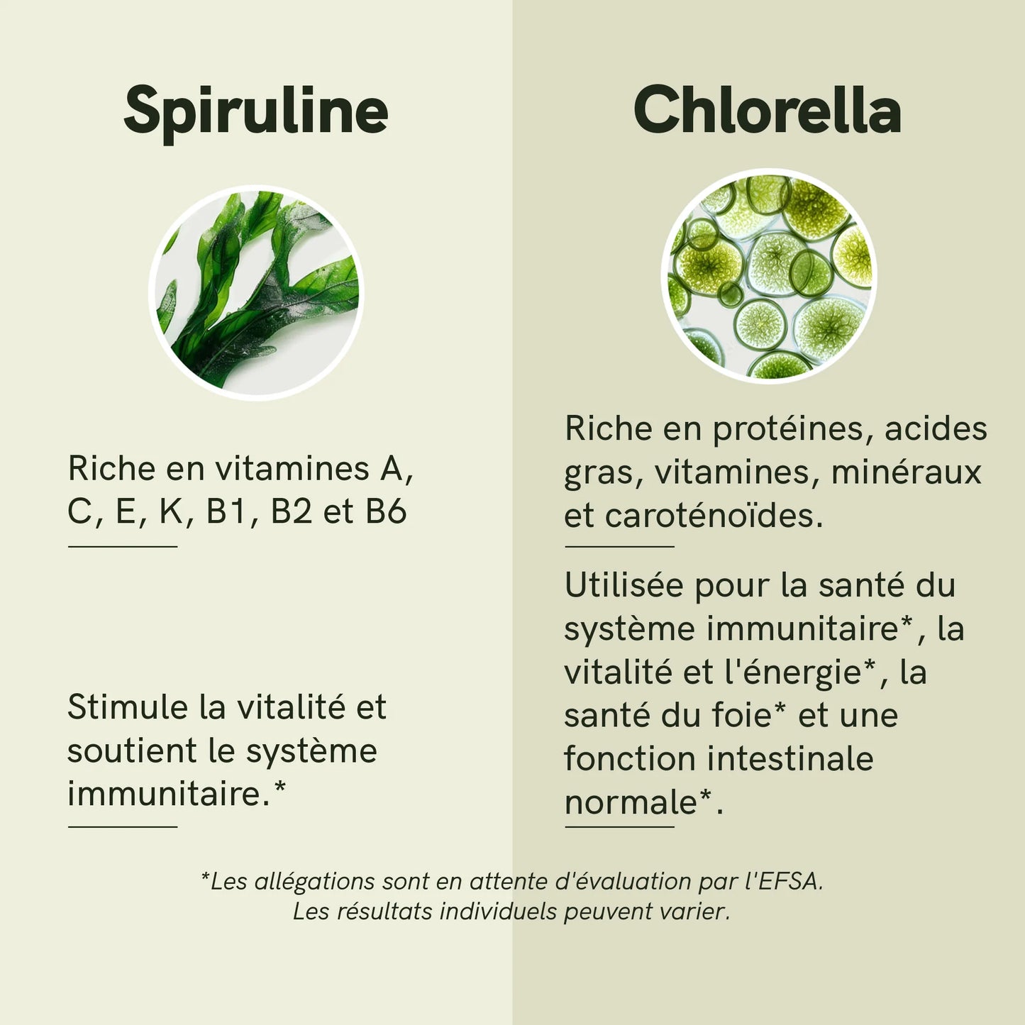 Poudre de spiruline et chlorella