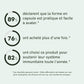 Infographie montrant trois cercles de pourcentage (89 %, 76 %, 82 %) et du texte en français sur les capsules CBD : pratiques à avaler, achats répétés et soutien du système immunitaire toute l'année.